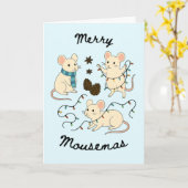 Carte Festive Mice with Fairy Lights – Christmas Card (Fleur jaune)