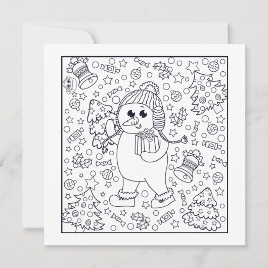 Carte Festive Noël enfants coloriage (Devant)