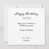 CARTE FESTIVE NOIR & BLANC PANDA THEMEME ANNIVERSAIRE DE (Dos)