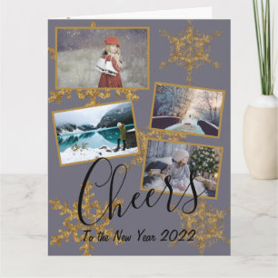 Carte Festive Purple Cheers Golden Snowflake 4 Photos