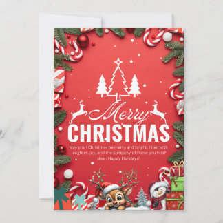 Carte Festive Red Christmas avec Reindeer Joy