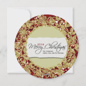 Carte Festive Rouge et Gold Photo Round Holiday Ca (Dos)