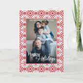 Carte Festive Rouge Noir Classique Nordique Fair Isle Mo (Devant)