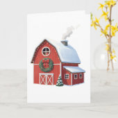Carte Festive Rustique ferme Snowy Red Grange Noël (Fleur jaune)
