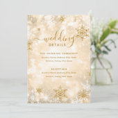 Carte Festive Sparkle Gold Winter Wedding Details (Debout devant)