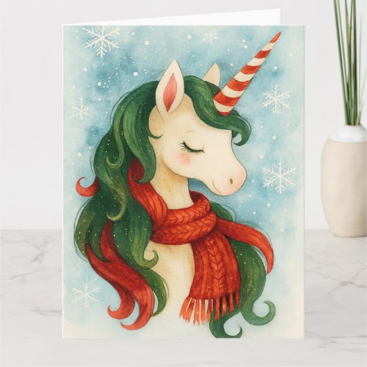 Carte Festive Unicorn Noël (Devant)