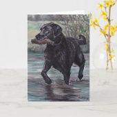 Carte Fetch Labrador Retriever Dog Art Grey Card (Fleur jaune)