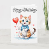 Carte Fête Animal Kitty Chat Joyeux Anniversaire (Devant)