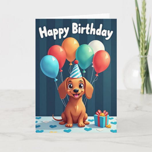 Carte Fête Anniversaire Chien Rayé (Devant)