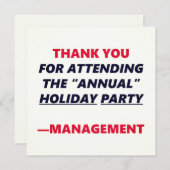 Carte Fête annuelle Funny Merci Office Humour (Devant / Derrière)