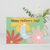 Carte Fête Appartement Oiseau Et Fleurs (Debout devant)