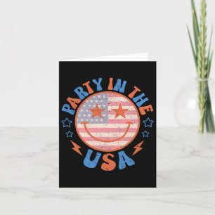 Carte Fête Aux Usa Visage Heureux Sourire Drapeau Améric