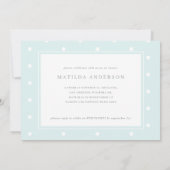 Carte Fête baby shower de petite fille à l'éléphant aqua (Dos)