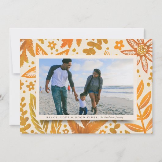 Carte Fête botanique d'or Noël (Devant)