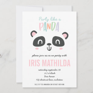 Carte Fête comme un panda coloré anniversaire lumineux