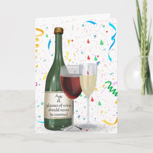 Carte Fête Confetti Vin bouteille Anniversaire (Devant)