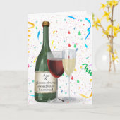 Carte Fête Confetti Vin bouteille Anniversaire (Fleur jaune)