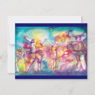 Carte FÊTE COSTUMÉE,Masques de Mardi Gras,Danse,Musique