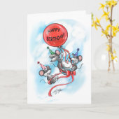 Carte Fête d’anniversaire heureuse de Mic, Mac et Moe (Fleur jaune)