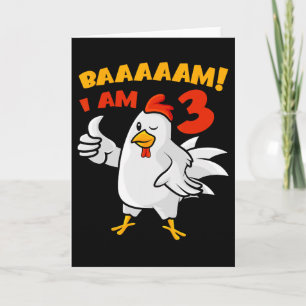 Carte Fête d'anniversaire 3 ans de poulet Ferme Poulet d