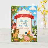 Carte Fête d'anniversaire à la ferme (Fleur jaune)