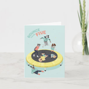 Carte Fête d'anniversaire à trampoline Dotty Dog à cinq 