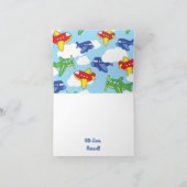 Carte Fête d'anniversaire adorable d'avions et de jets p (Intérieur)
