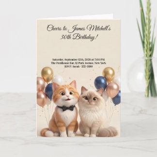 Carte Fête d'anniversaire adulte pour amateur de chats d