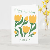 Carte Fête d'anniversaire avec fleur de tulipe minimalis (Fleur jaune)