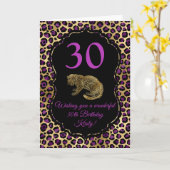 Carte Fête d'anniversaire avec impression de léopard or  (Fleur jaune)