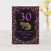 Carte Fête d'anniversaire avec impression léopard violet (Fleur jaune)