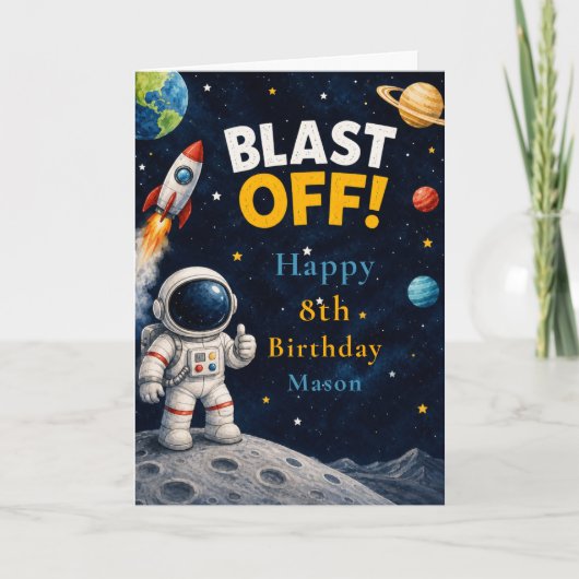 Carte Fête d'anniversaire Aventure spatiale (Devant)