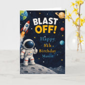 Carte Fête d'anniversaire Aventure spatiale (Fleur jaune)