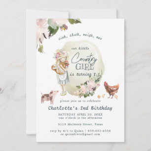 Carte Fête d'anniversaire chic de ferme et animaux de ca