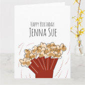 Carte Fête d'anniversaire cinéma en plein air Popcorn (Fleur jaune)