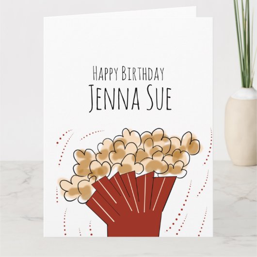 Carte Fête d'anniversaire cinéma en plein air Popcorn (Devant)