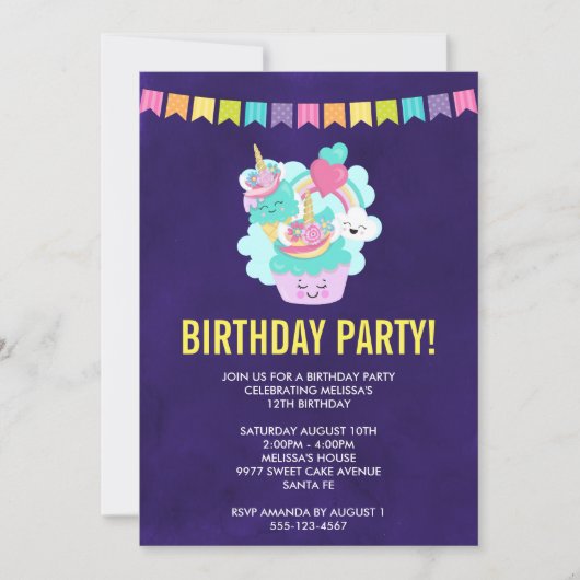 Carte Fête d'anniversaire Cupcake et glace joyeuse (Devant)