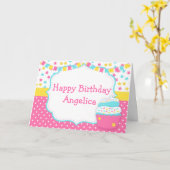 Carte Fête d'anniversaire Cupcake et Sprinkles (Fleur jaune)
