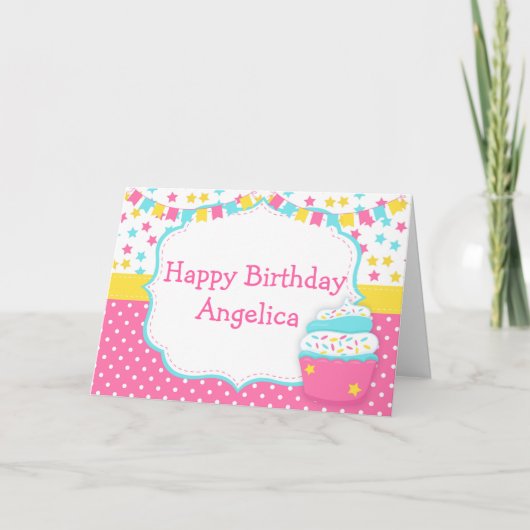 Carte Fête d'anniversaire Cupcake et Sprinkles (Devant)
