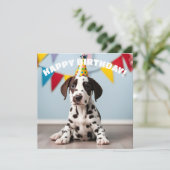 Carte Fête d'anniversaire dalmate (Debout devant)