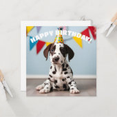 Carte Fête d'anniversaire dalmate (Devant/Arrière en situation)