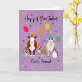 Carte Fête d'anniversaire d'animal avec ballons (Fleur jaune)
