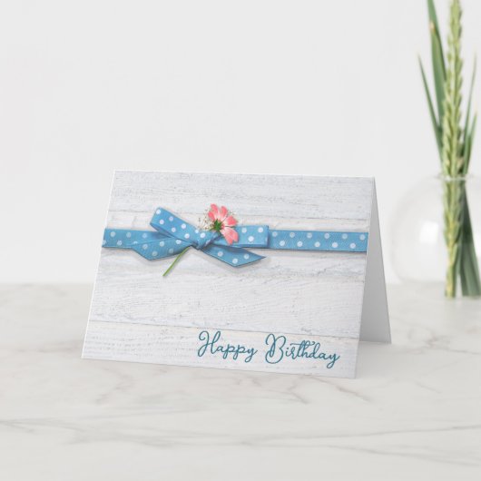 Carte Fête D'Anniversaire Dans Polka Dot Ribbon (Devant)