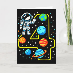 Carte Fête d'anniversaire d'astronaute 4 ans garçon fill