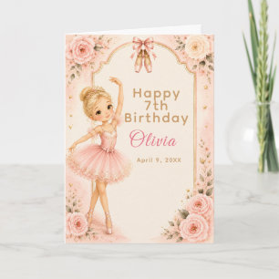 Carte Fête d'anniversaire de ballerine rose
