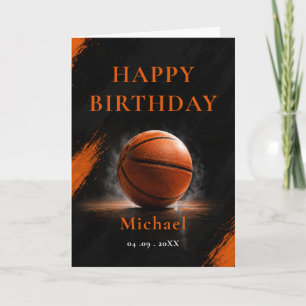 Carte Fête d'anniversaire de basketball Orange Noir