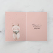 Carte Fête d'anniversaire de chat rose pastel  (Intérieur)