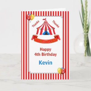 Carte Fête d'anniversaire de cirque rouge