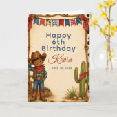 Carte Fête d'anniversaire de cow-boy (Fleur jaune)