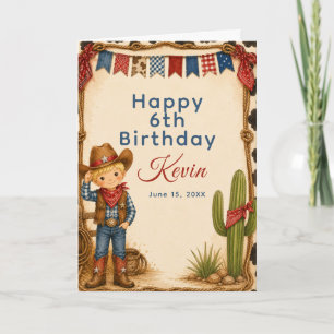 Carte Fête d'anniversaire de cow-boy Hoedown